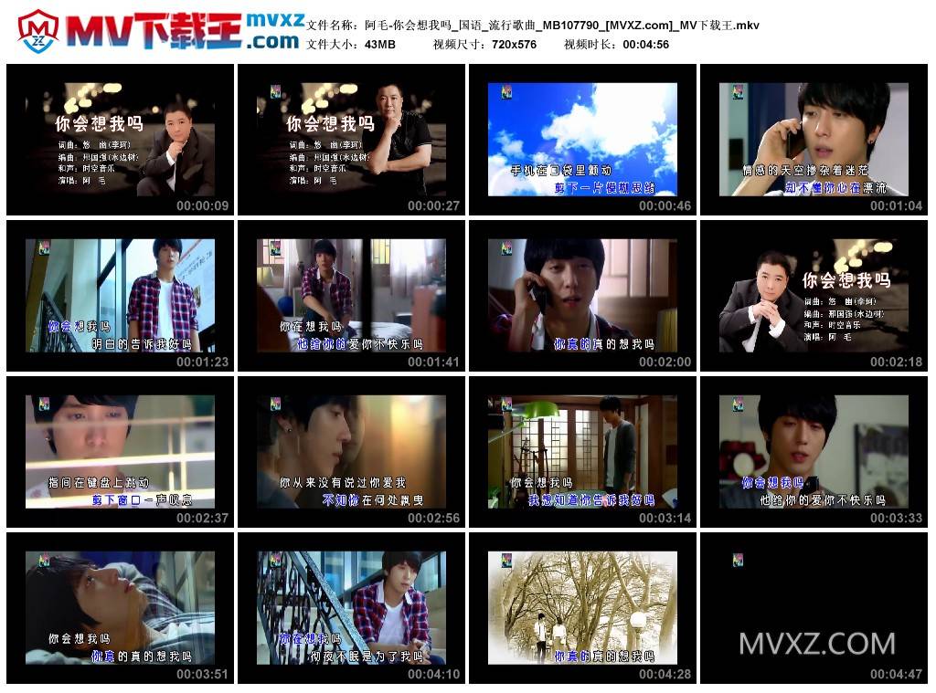 阿毛-你会想我吗_国语_流行歌曲_MB107790